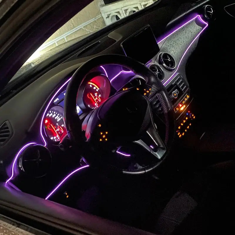 5m Car Interior Accessories Atmosphere Lamp EL Cold Light Line With USB DIY Decorative Dashboard Console Auto LED Ambient Lights Europa LED